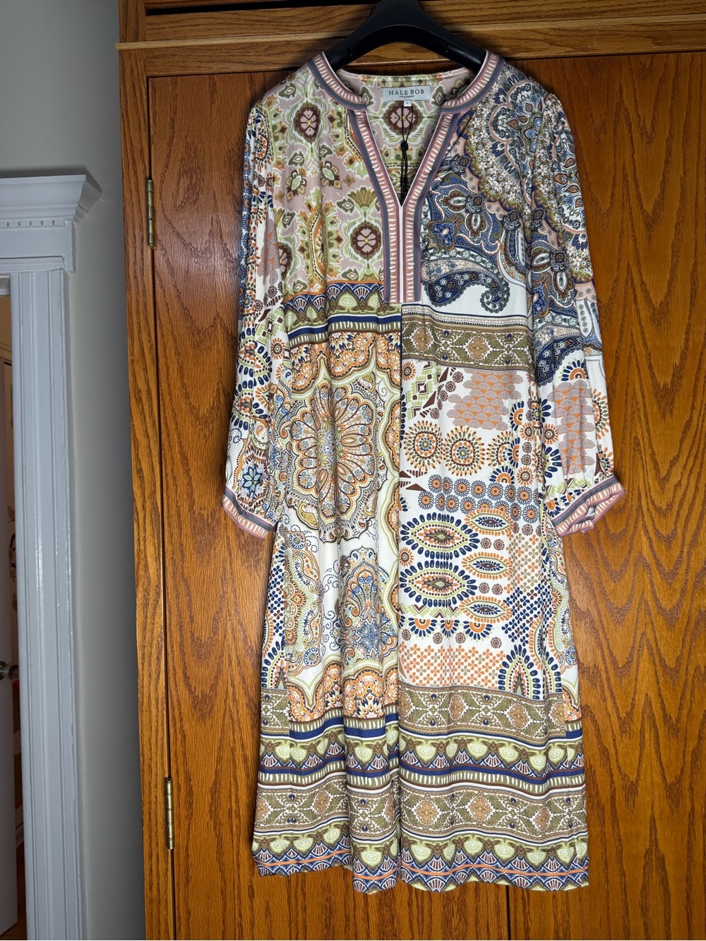 Hale Bob Multicolor Paisley Patchwork Midi Dress